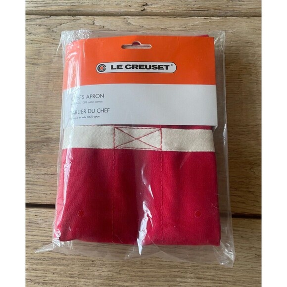NEW Le Creuset Chef's Adult Apron, Cerise / Cherry Red - Picture 2 of 8